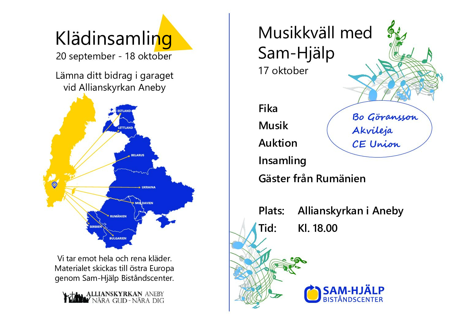 Klädinsamling och Musikkväll med SAM-Hjälp
